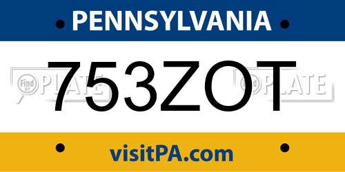 753ZOT Pennsylvania License Plate