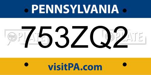 753ZQ2 Pennsylvania License Plate