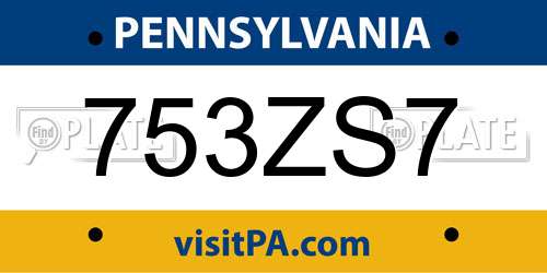 753ZS7 Pennsylvania License Plate