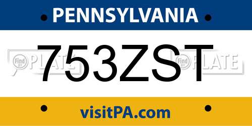 753ZST Pennsylvania License Plate