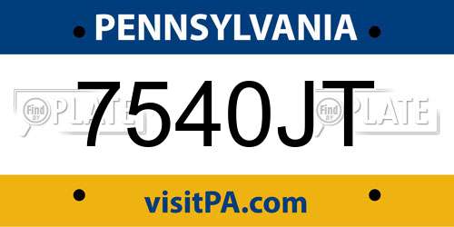 7540JT Pennsylvania License Plate