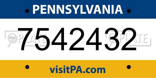 7542432 Pennsylvania License Plate
