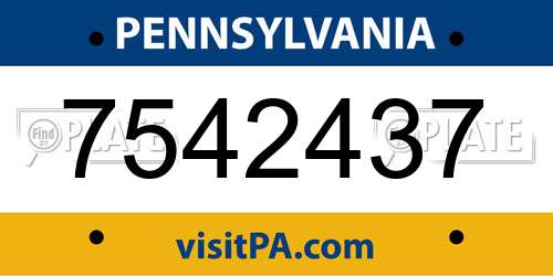 7542437 Pennsylvania License Plate