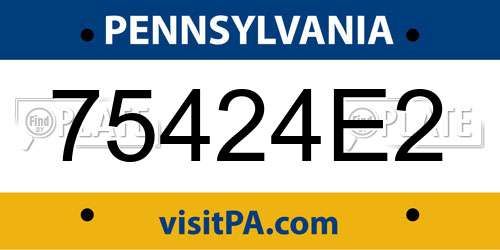 75424E2 Pennsylvania License Plate