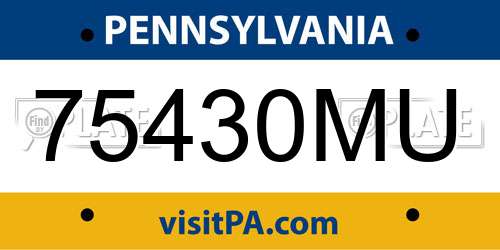 75430MU Pennsylvania License Plate