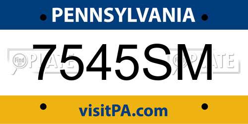 7545SM Pennsylvania License Plate
