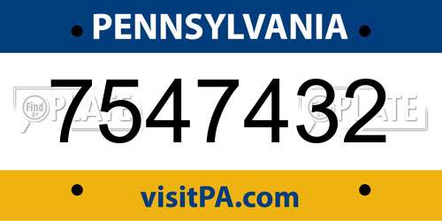 7547432 Pennsylvania License Plate