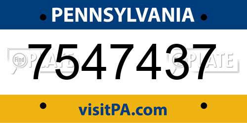 7547437 Pennsylvania License Plate