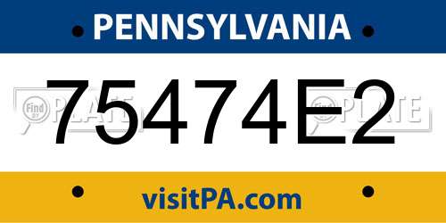 75474E2 Pennsylvania License Plate