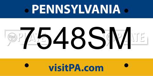 7548SM Pennsylvania License Plate