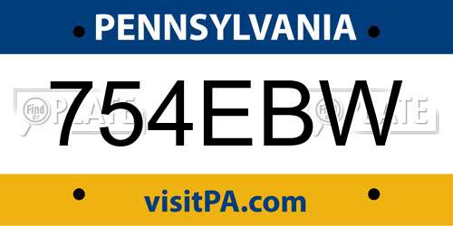754EBW Pennsylvania License Plate