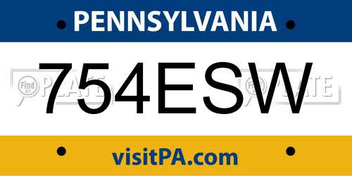 754ESW Pennsylvania License Plate