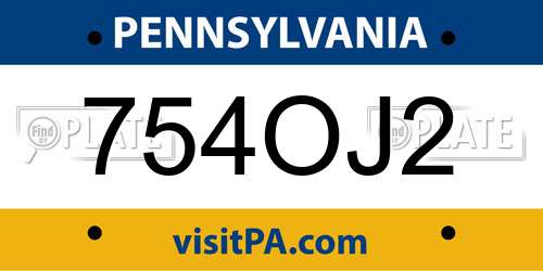 754OJ2 Pennsylvania License Plate