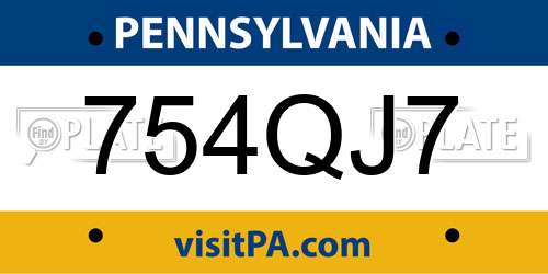 754QJ7 Pennsylvania License Plate