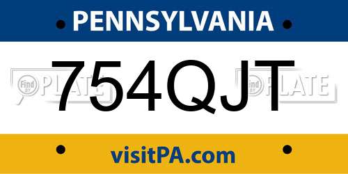 754QJT Pennsylvania License Plate