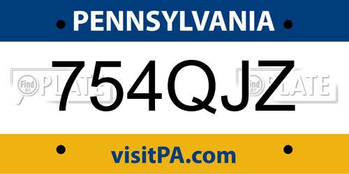 754QJZ Pennsylvania License Plate
