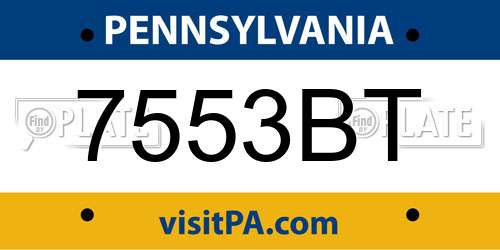 7553BT Pennsylvania License Plate