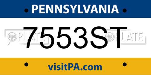 7553ST Pennsylvania License Plate
