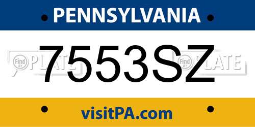 7553SZ Pennsylvania License Plate