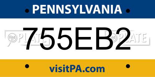 755EB2 Pennsylvania License Plate