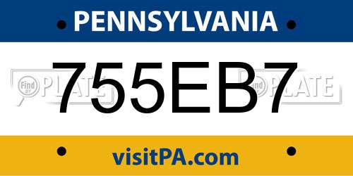 755EB7 Pennsylvania License Plate