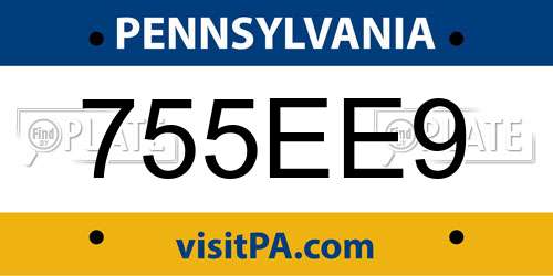755EE9 Pennsylvania License Plate