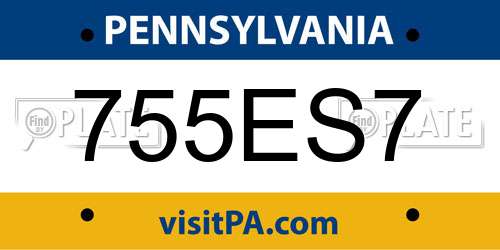 755ES7 Pennsylvania License Plate
