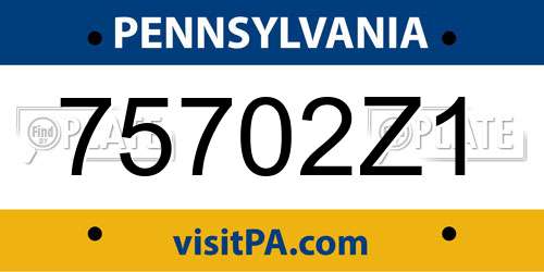 75702Z1 Pennsylvania License Plate