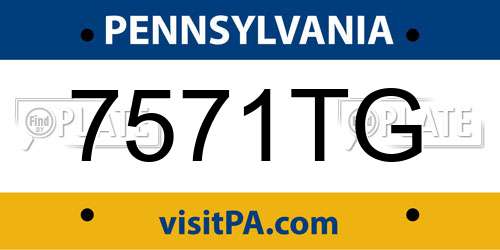 7571TG Pennsylvania License Plate