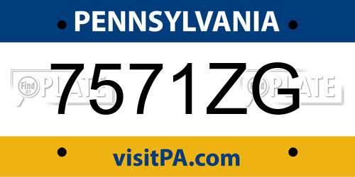 7571ZG Pennsylvania License Plate