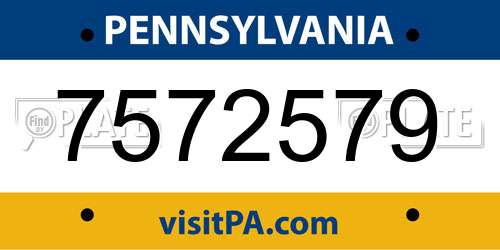 7572579 Pennsylvania License Plate