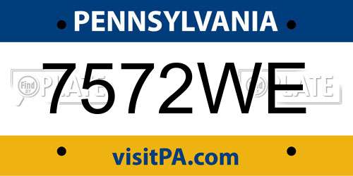 7572WE Pennsylvania License Plate