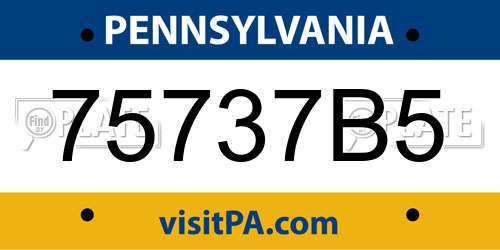75737B5 Pennsylvania License Plate