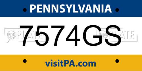 7574GS Pennsylvania License Plate