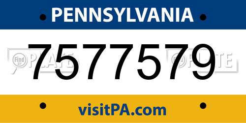 7577579 Pennsylvania License Plate