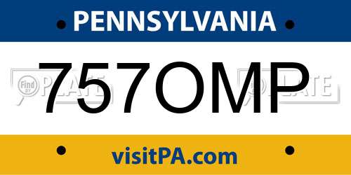 757OMP Pennsylvania License Plate