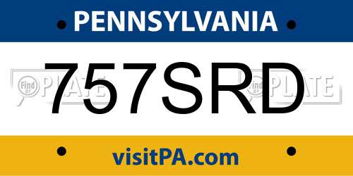 757SRD Pennsylvania License Plate