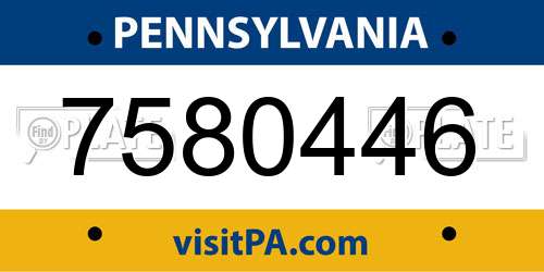 7580446 Pennsylvania License Plate