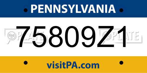 75809Z1 Pennsylvania License Plate