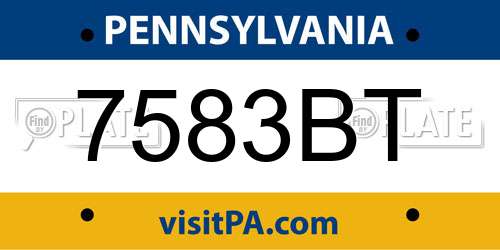 7583BT Pennsylvania License Plate
