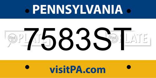 7583ST Pennsylvania License Plate