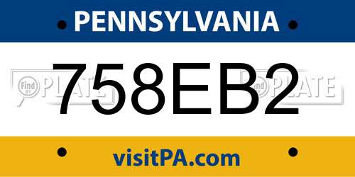 758EB2 Pennsylvania License Plate