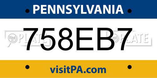 758EB7 Pennsylvania License Plate