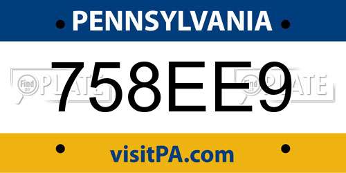 758EE9 Pennsylvania License Plate