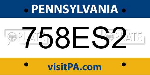 758ES2 Pennsylvania License Plate