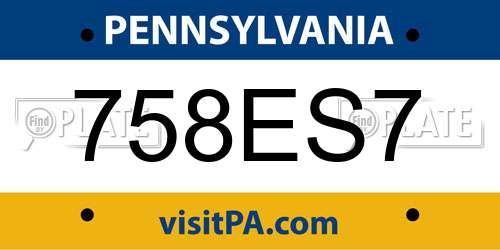 758ES7 Pennsylvania License Plate