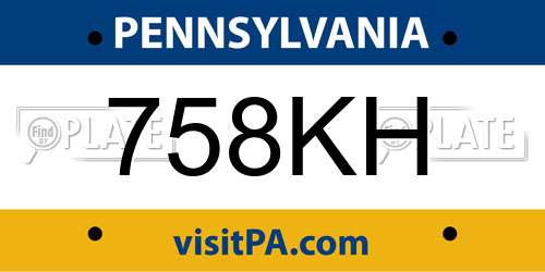 758KH Pennsylvania License Plate