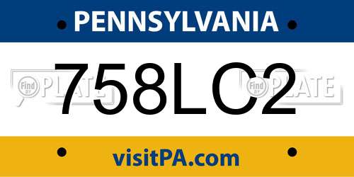 758LC2 Pennsylvania License Plate