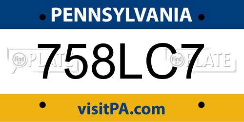 758LC7 Pennsylvania License Plate