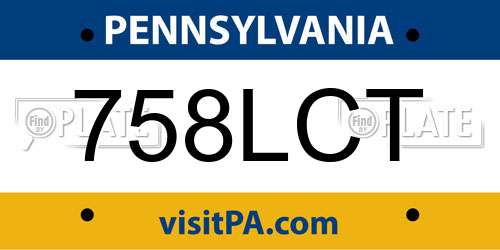 758LCT Pennsylvania License Plate